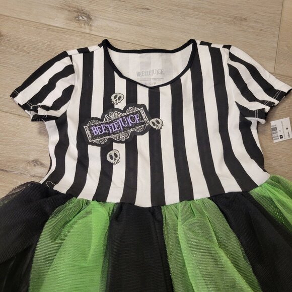 Girls BEETLEJUICE Movie Tutu Dress Sz Sm 6/6X Black Green White - Picture 2 of 5